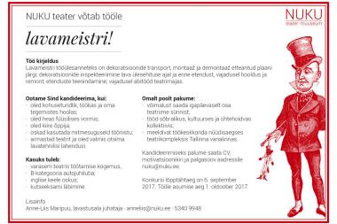 NUKU teater võtab tööle lavameistri